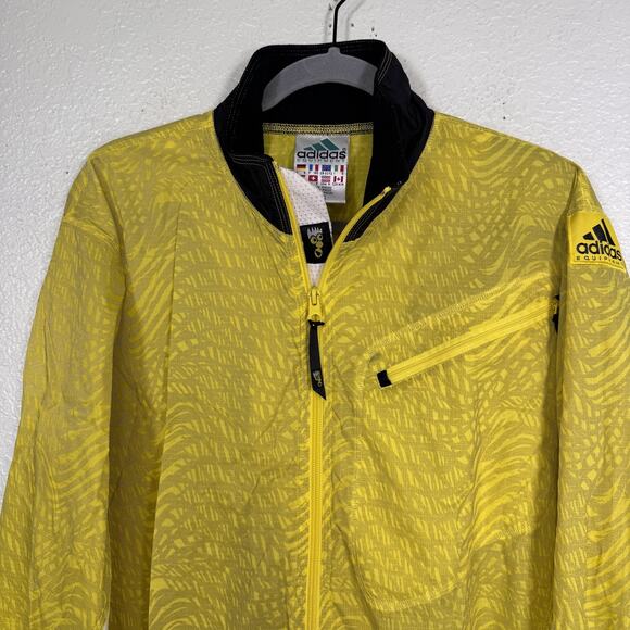Vintage Adidas Equipment Jacket Mens Medium Zip Up Windbreaker Retro 90s Yellow - Picture 4 of 12